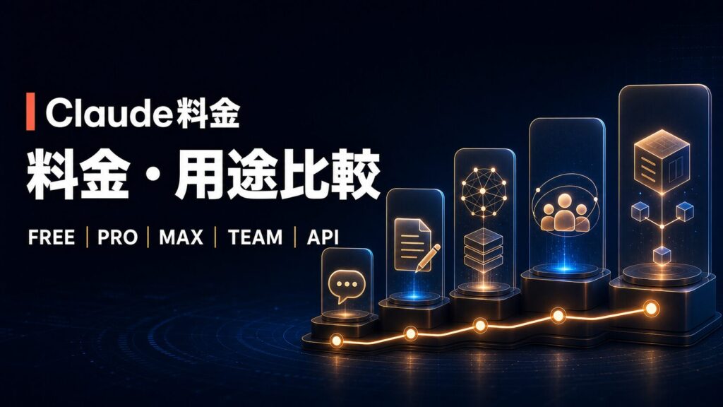 ClaudeのFree、Pro、Max、Team、APIを用途別に比較したアイキャッチ画像
